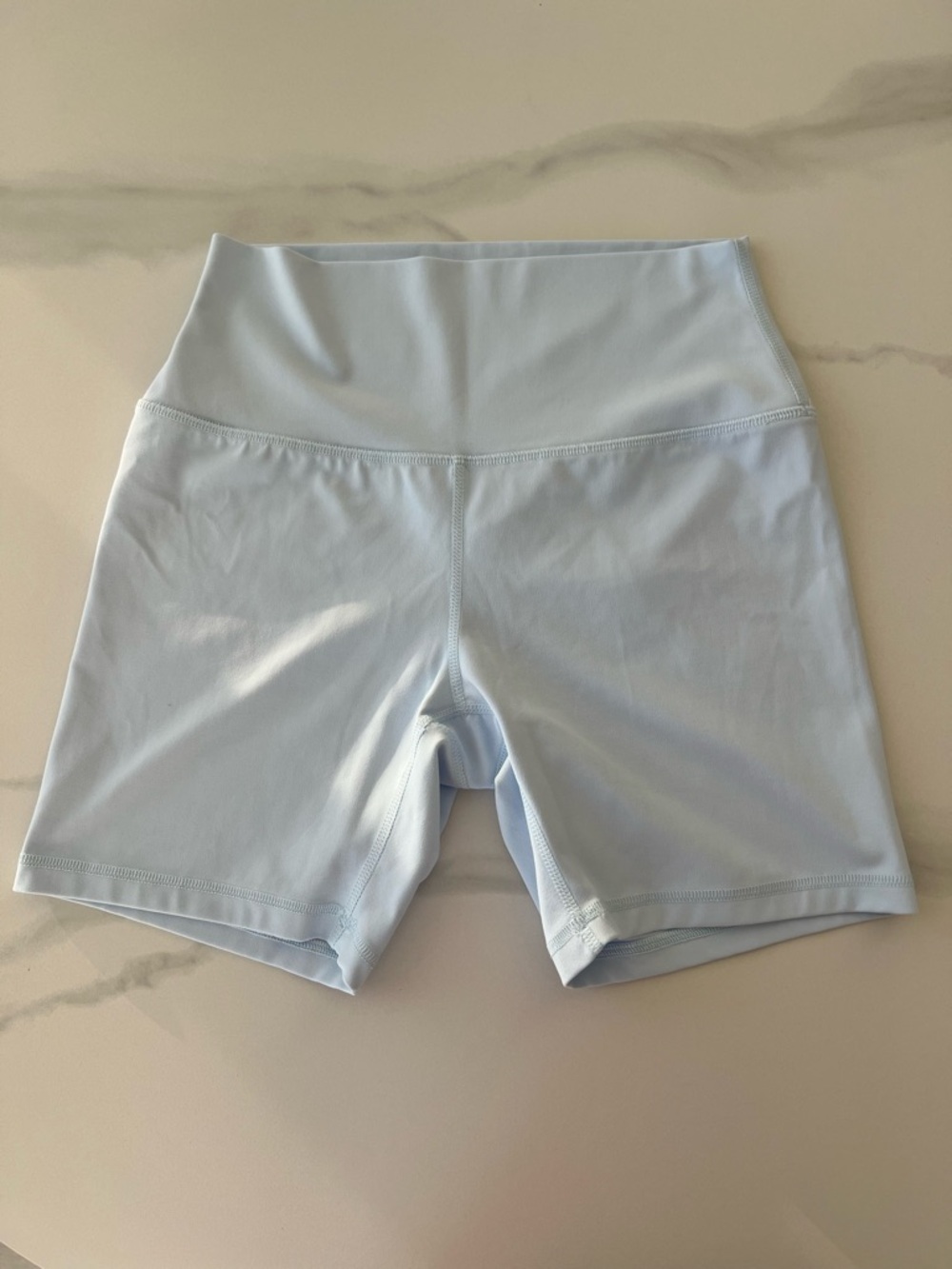 High-Rise Light Blue Women's Bike Shorts 6”